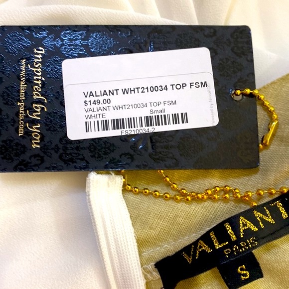 NEW! Valiant Paris white chiffon batwing top with slimming leather look bodice - Picture 5 of 8